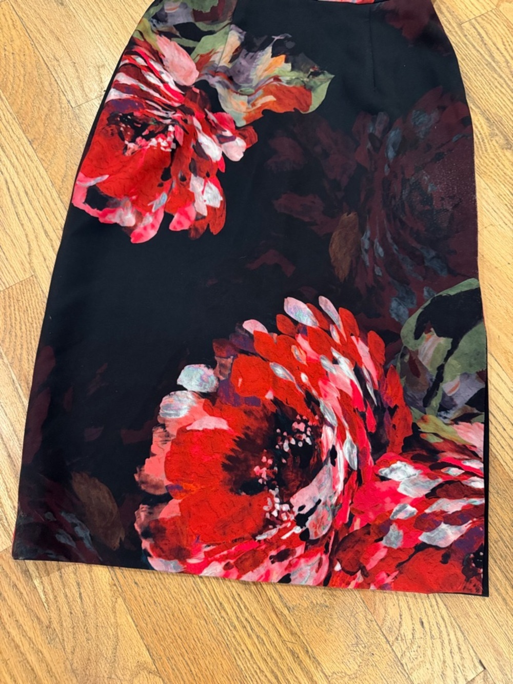 Trina Turk Black Midi Dress with Red Floral Print - Picture 5 of 9